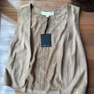Nadine Merabi Tan Suede Vest